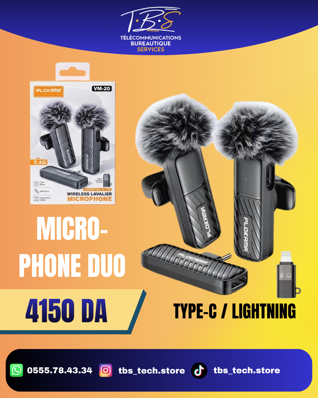 mic DUO type-c and lightning sans boite