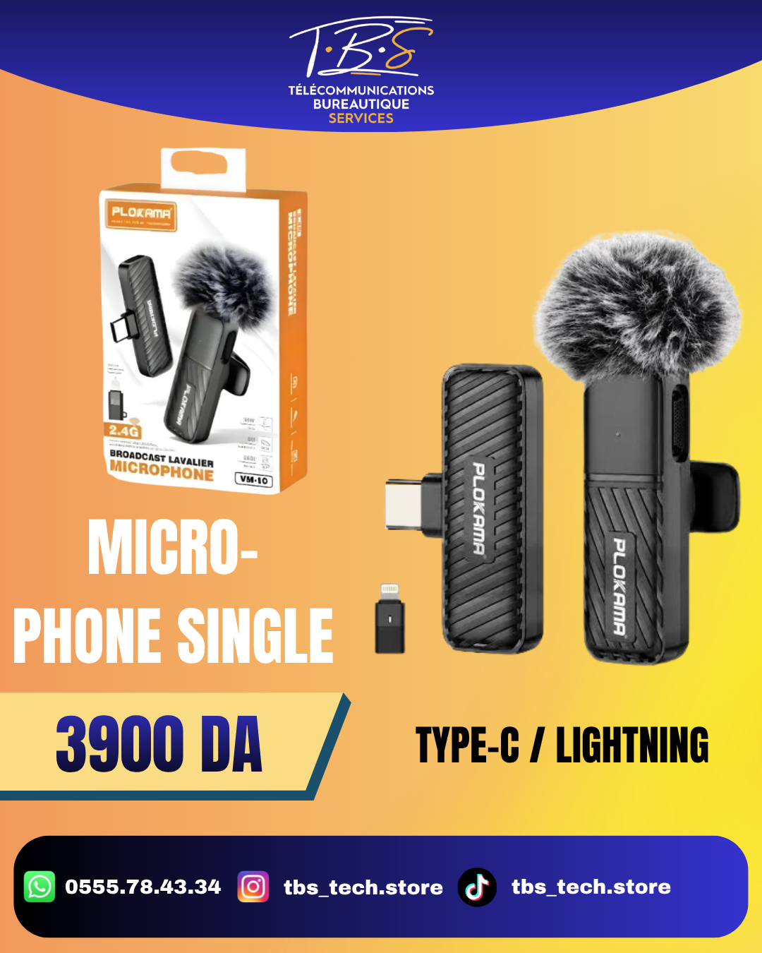 mic type-c and lightning SINGLE sans boite