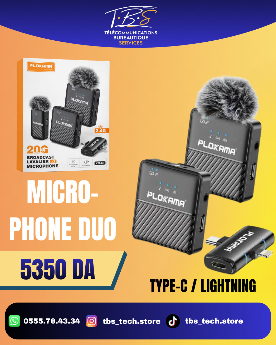 mic duo type-c lightning sans boite